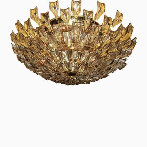 Italian Gold-Plated Brass and Crystal Chandelier from Stilkronen, 1970s-ED-1770477