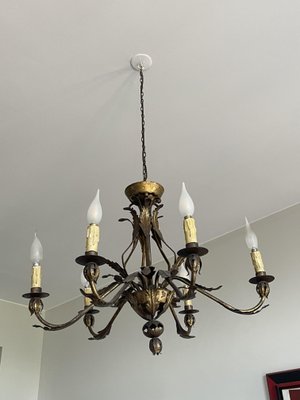 Italian Golden Chandeliers with 6 Candles, Set of 2-LA-1113379