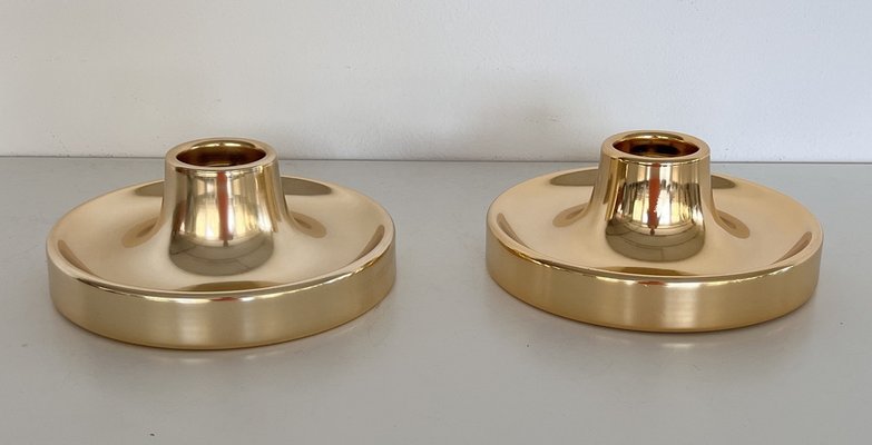 Italian Golden Flush Mount Lights, 1970s, Set of 2-VNE-1798789