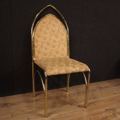 Italian Golden Metal Dining Chairs, 1970s, Set of 6-RP-733539