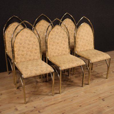 Italian Golden Metal Dining Chairs, 1970s, Set of 6-RP-733539