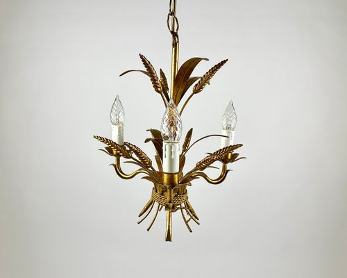 Italian Golden Wheat Sheaf Chandelier, 1960s-GYX-2026788