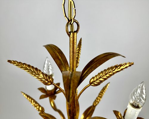 Italian Golden Wheat Sheaf Chandelier, 1960s-GYX-2026788