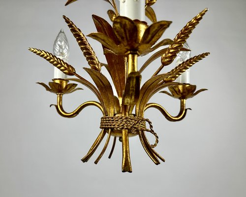 Italian Golden Wheat Sheaf Chandelier, 1960s-GYX-2026788