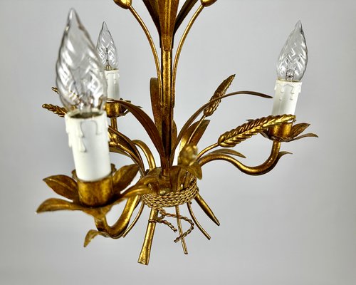 Italian Golden Wheat Sheaf Chandelier, 1960s-GYX-2026788