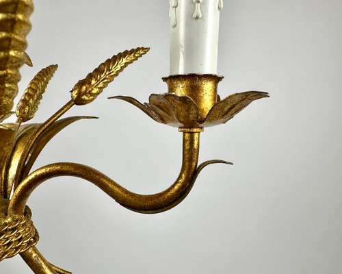 Italian Golden Wheat Sheaf Chandelier, 1960s-GYX-2026788