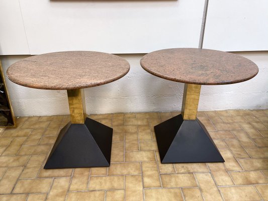 Italian Granite and Brass Side Tables, 1980s, Set of 2-FUE-858022