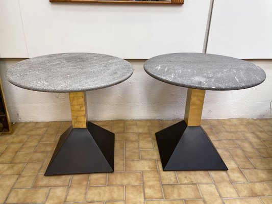 Italian Granite and Brass Side Tables, 1980s, Set of 2-FUE-858005