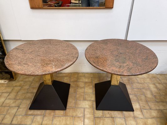 Italian Granite and Brass Side Tables, 1980s, Set of 2-FUE-858022