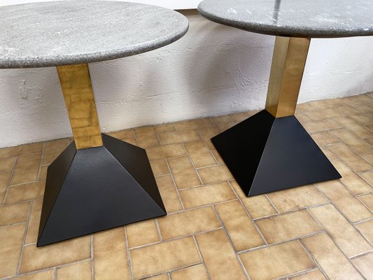 Italian Granite and Brass Side Tables, 1980s, Set of 2-FUE-858005