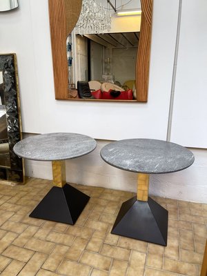 Italian Granite and Brass Side Tables, 1980s, Set of 2-FUE-858005