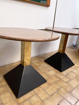 Italian Granite and Brass Side Tables, 1980s, Set of 2-FUE-858022