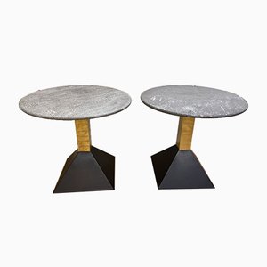 Italian Granite and Brass Side Tables, 1980s, Set of 2-FUE-858005