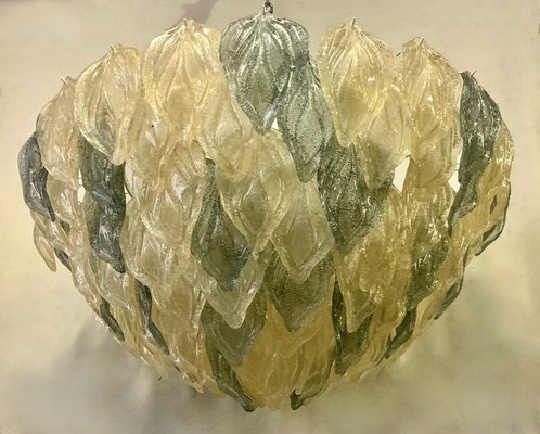 Italian Green and Light Gold Murano Art Glass Chandelier, 1980-UH-952227