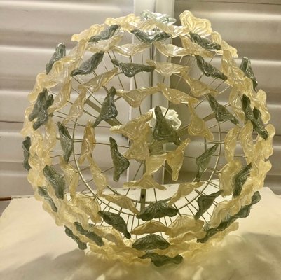 Italian Green and Light Gold Murano Art Glass Chandelier, 1980-UH-952227