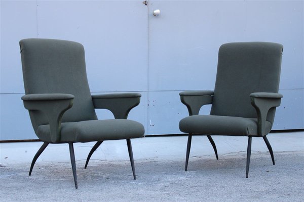 Italian Green Armchairs by Gigi Radice for Minotti, 1950s, Set of 2-EH-893805