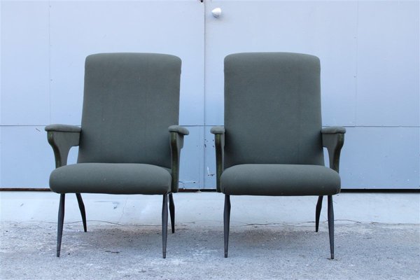 Italian Green Armchairs by Gigi Radice for Minotti, 1950s, Set of 2-EH-893805