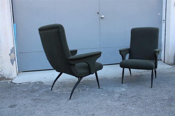 Italian Green Armchairs by Gigi Radice for Minotti, 1950s, Set of 2-EH-893805