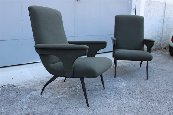 Italian Green Armchairs by Gigi Radice for Minotti, 1950s, Set of 2-EH-893805