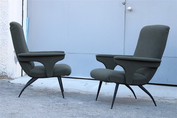 Italian Green Armchairs by Gigi Radice for Minotti, 1950s, Set of 2-EH-893805