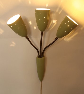 Italian Green Brass Sconce, 1950s-PF-620137