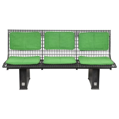 Italian Green Fabric & Enameled Steel Bench by Marco Fantoni for Tecno, 1982-JDR-1126058