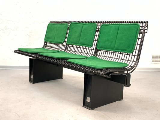 Italian Green Fabric & Enameled Steel Bench by Marco Fantoni for Tecno, 1982-JDR-1126058