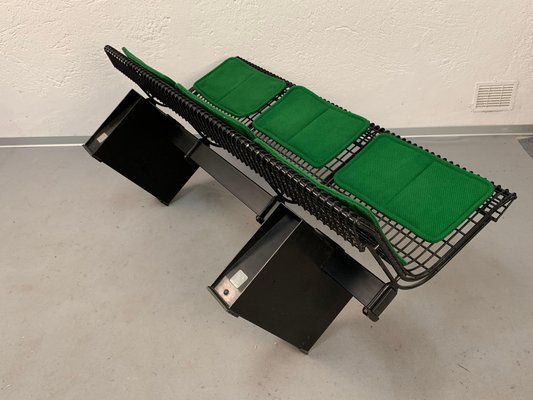 Italian Green Fabric & Enameled Steel Bench by Marco Fantoni for Tecno, 1982-JDR-1126058