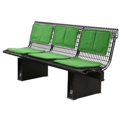 Italian Green Fabric & Enameled Steel Bench by Marco Fantoni for Tecno, 1982-JDR-1126058