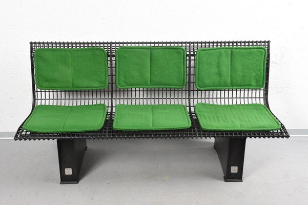 Italian Green Fabric & Enameled Steel Bench by Marco Fantoni for Tecno, 1982-JDR-1126058