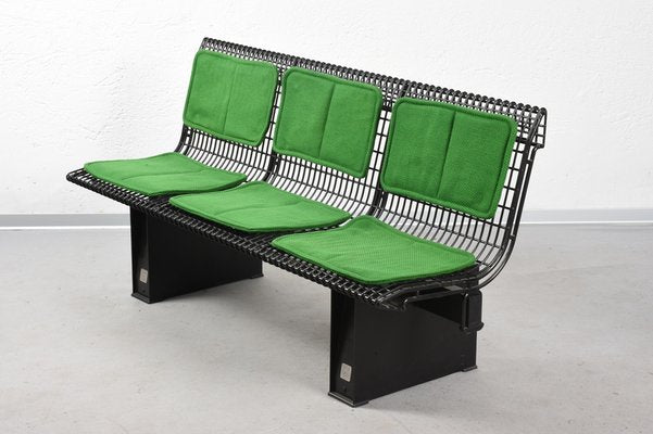 Italian Green Fabric & Enameled Steel Bench by Marco Fantoni for Tecno, 1982-JDR-1126058