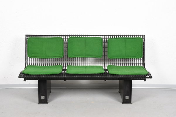 Italian Green Fabric & Enameled Steel Bench by Marco Fantoni for Tecno, 1982-JDR-1126058