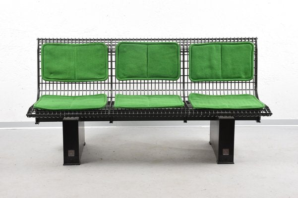 Italian Green Fabric & Enameled Steel Bench by Marco Fantoni for Tecno, 1982-JDR-1126058