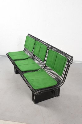 Italian Green Fabric & Enameled Steel Bench by Marco Fantoni for Tecno, 1982-JDR-1126058