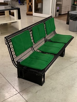 Italian Green Fabric & Enameled Steel Bench by Marco Fantoni for Tecno, 1982-JDR-1126058