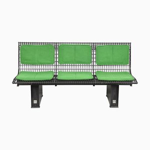 Italian Green Fabric & Enameled Steel Bench by Marco Fantoni for Tecno, 1982-JDR-1126058