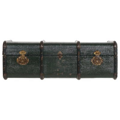 Italian Green Wood and Hemp Canvas Travel Trunk, 1920s-NJV-884849