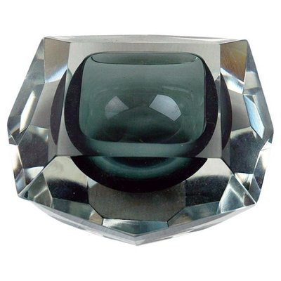 Italian Grey Facetted Murano Glass Ashtray by Flavio Polio for Seguo, 1960s-MH-1817113