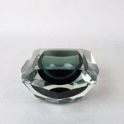 Italian Grey Facetted Murano Glass Ashtray by Flavio Polio for Seguo, 1960s-MH-1817113