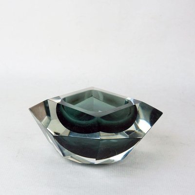 Italian Grey Facetted Murano Glass Ashtray by Flavio Polio for Seguo, 1960s-MH-1817113