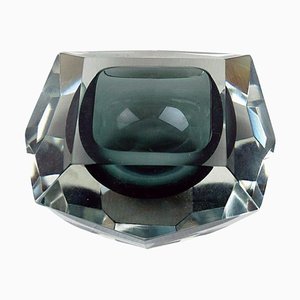 Italian Grey Facetted Murano Glass Ashtray by Flavio Polio for Seguo, 1960s-MH-1817113