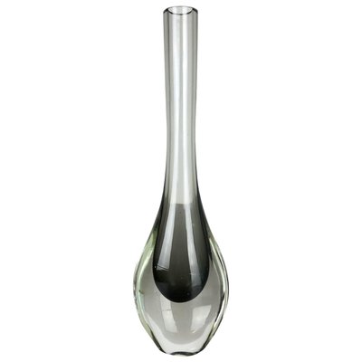 Italian Grey Murano Glass Sommerso Single-Stem Vase by Flavio Poli, 1960s-QZ-1088627