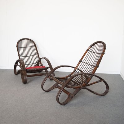 Italian Guinea Cane Wicker Armchairs, 1960s, Set of 2-JQO-1431754