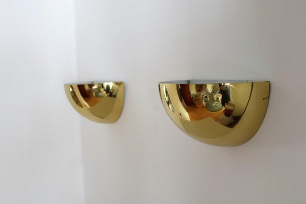 Italian Half Moon Wall Sconces in Brass, 1960s, Set of 2-VNE-997491