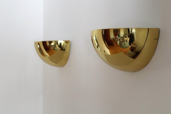 Italian Half Moon Wall Sconces in Brass, 1960s, Set of 2-VNE-997491