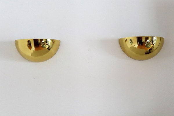 Italian Half Moon Wall Sconces in Brass, 1960s, Set of 2-VNE-997491