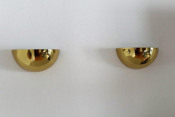 Italian Half Moon Wall Sconces in Brass, 1960s, Set of 2-VNE-997491