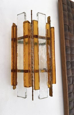 Italian Hammered Glass and Gilt Wrought Iron Sconces from Longobard, 1970s, Set of 2-FUE-1454610