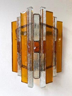 Italian Hammered Glass and Gilt Wrought Iron Sconces from Longobard, 1970s, Set of 2-FUE-1413835