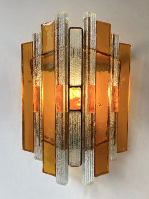 Italian Hammered Glass and Gilt Wrought Iron Sconces from Longobard, 1970s, Set of 2-FUE-1413835